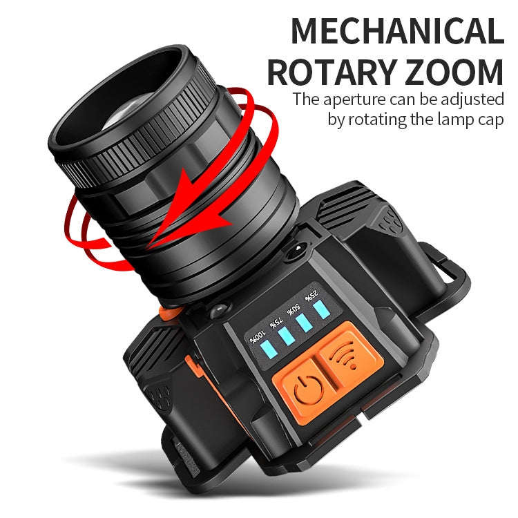 SASQUATCH T50 USB Charging Smart Sensor Head-Mounted Fishing Light Zoom Headlight Outdoor Miners ...