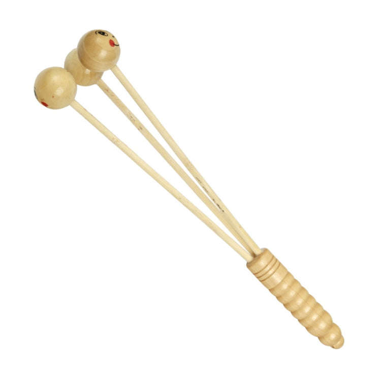 Wooden Smiling Face Knock Back Hammer Multifunctional Health Massage Hammer(Three Treasures Hammer)