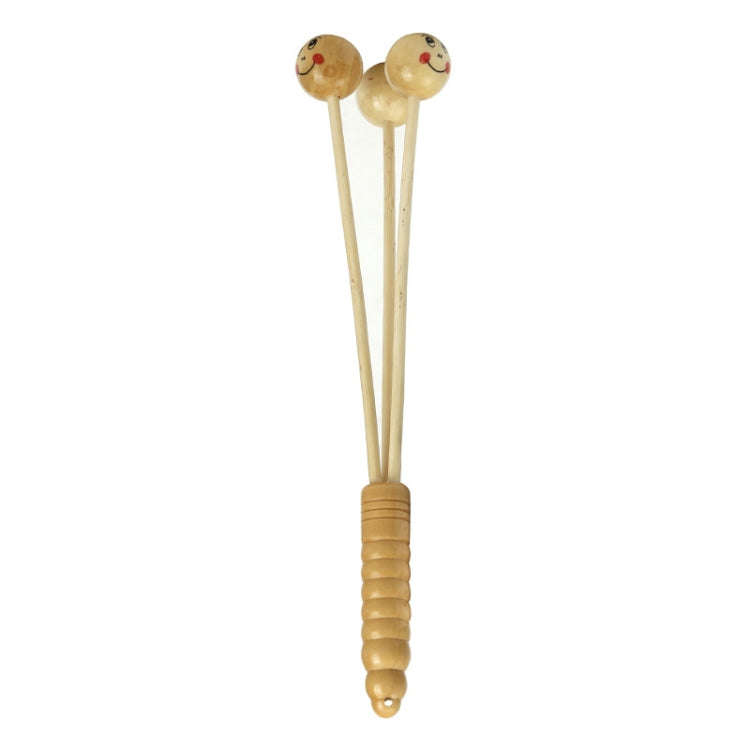 Wooden Smiling Face Knock Back Hammer Multifunctional Health Massage Hammer(Three Treasures Hammer)