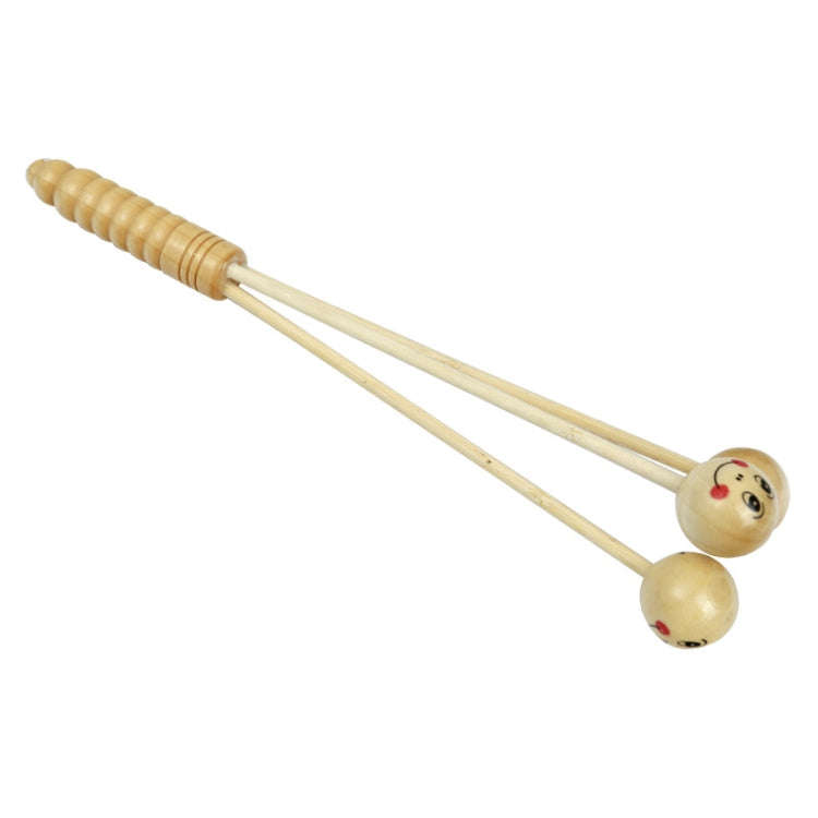 Wooden Smiling Face Knock Back Hammer Multifunctional Health Massage Hammer(Three Treasures Hammer)
