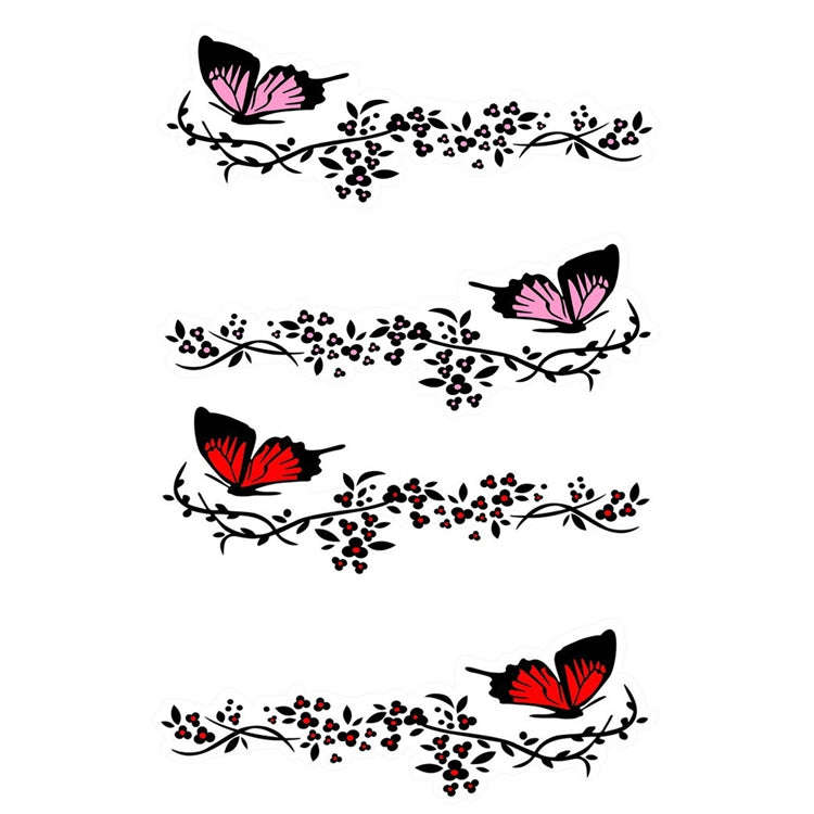 2 Pairs R729 Butterfly Flower Car Sticker Butterfly Love Flower Personality Engine Cover Body Dec...