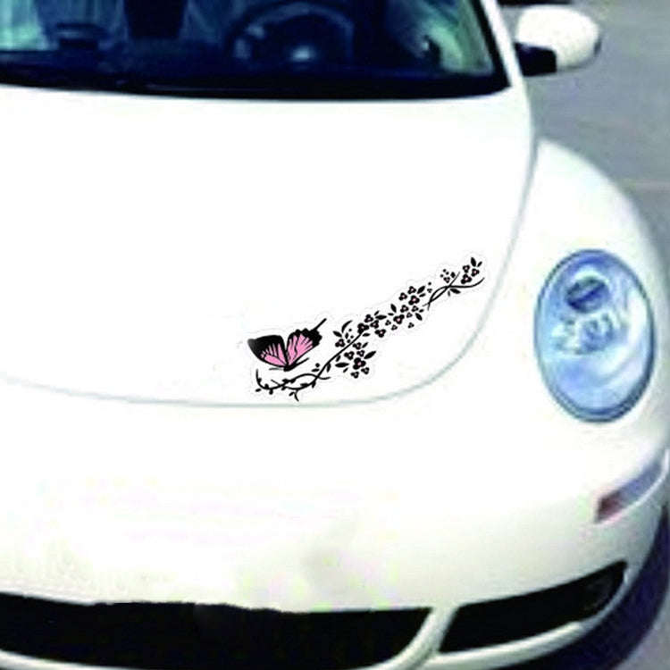 2 Pairs R729 Butterfly Flower Car Sticker Butterfly Love Flower Personality Engine Cover Body Dec...