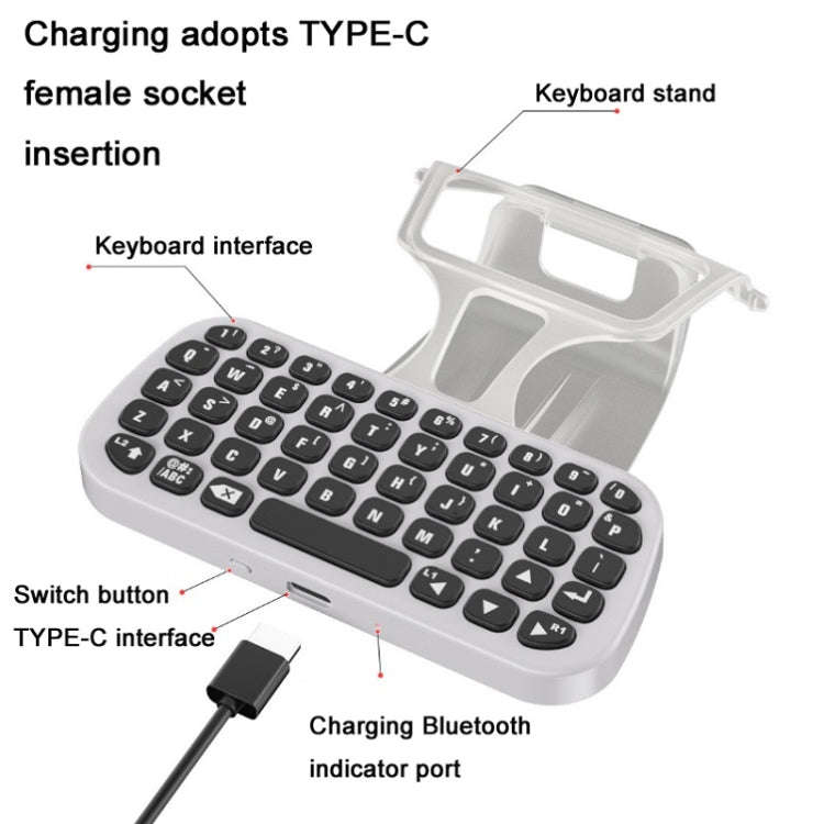 DOBE TP5-0556 Bluetooth Keyboard Wireless Gamepad With Headphone Jack For PS5(White)