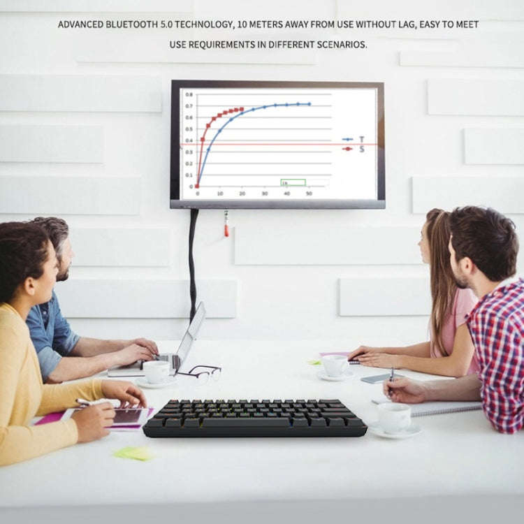 LEAVEN K28 61 Keys Gaming Office Computer RGB Wireless Bluetooth + Wired Dual Mode Mechanical Key...