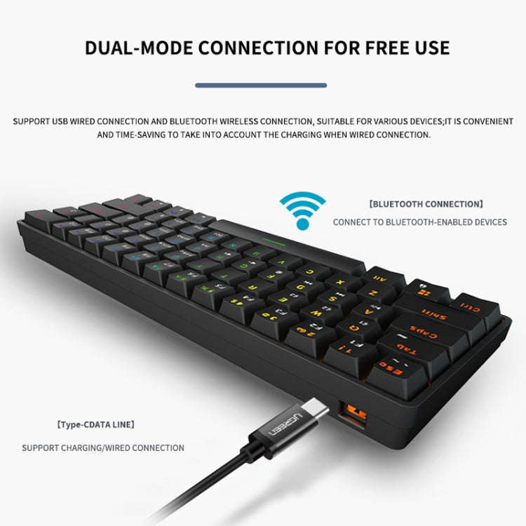 LEAVEN K28 61 Keys Gaming Office Computer RGB Wireless Bluetooth + Wired Dual Mode Mechanical Key...