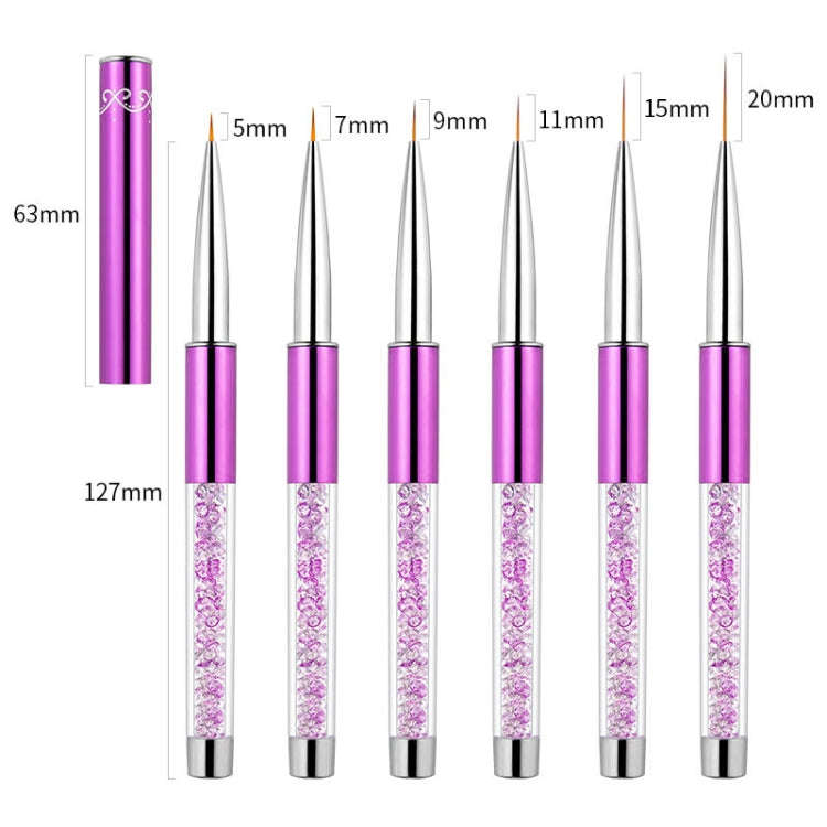 Nail Art Drawing Pen Purple Drill Rod Color Painting Flower Stripe Nail Brush With Pen Cover, Spe...