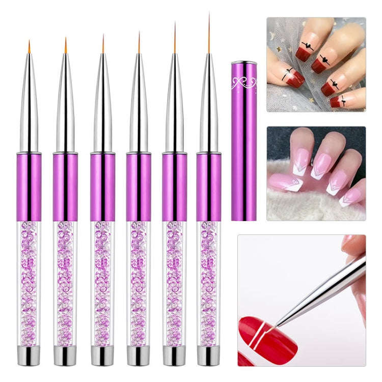 Nail Art Drawing Pen Purple Drill Rod Color Painting Flower Stripe Nail Brush With Pen Cover, Spe...