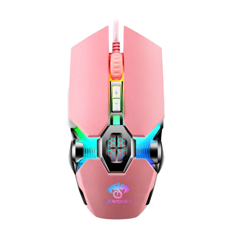 LEAVEN 7 Keys 4000DPI USB Wired Computer Office Luminous RGB Mechanical Gaming Mouse, Cabel Lengt...