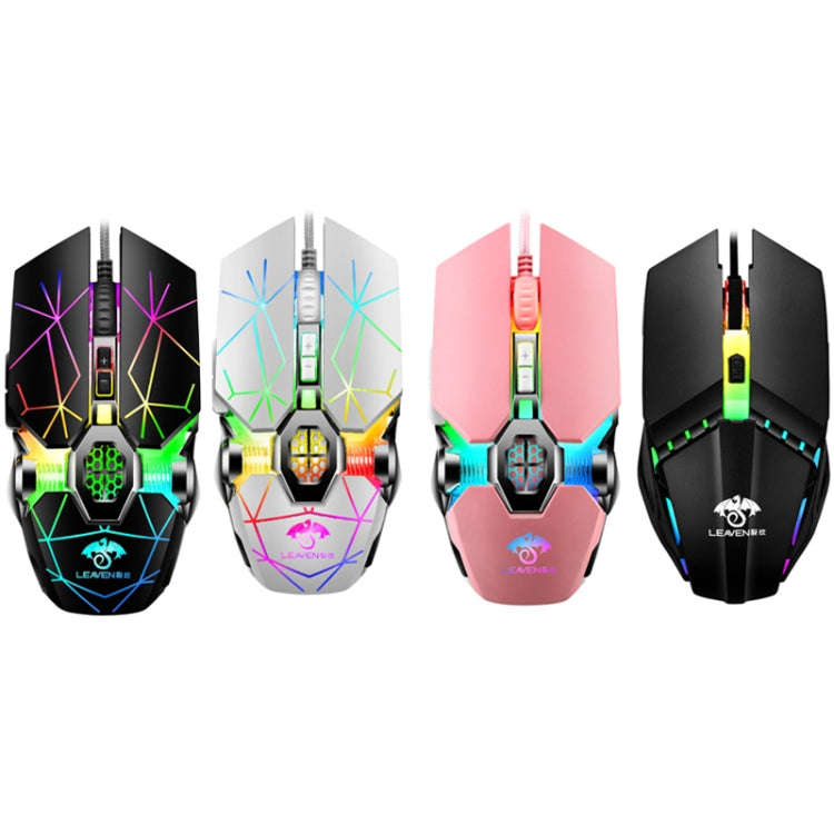 LEAVEN 7 Keys 4000DPI USB Wired Computer Office Luminous RGB Mechanical Gaming Mouse, Cabel Lengt...