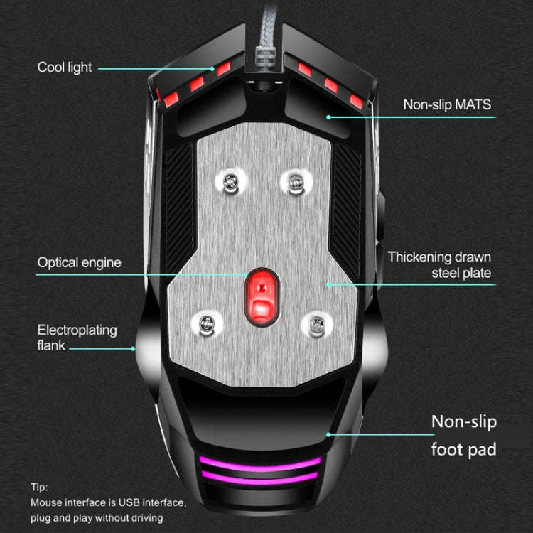 LEAVEN 7 Keys 4000DPI USB Wired Computer Office Luminous RGB Mechanical Gaming Mouse, Cabel Lengt...
