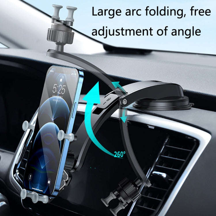 Oatsbasf Car Metal Gravity Mobile Phone Bracket Foldable Adjustment Stable Suction Cup Type Autom...
