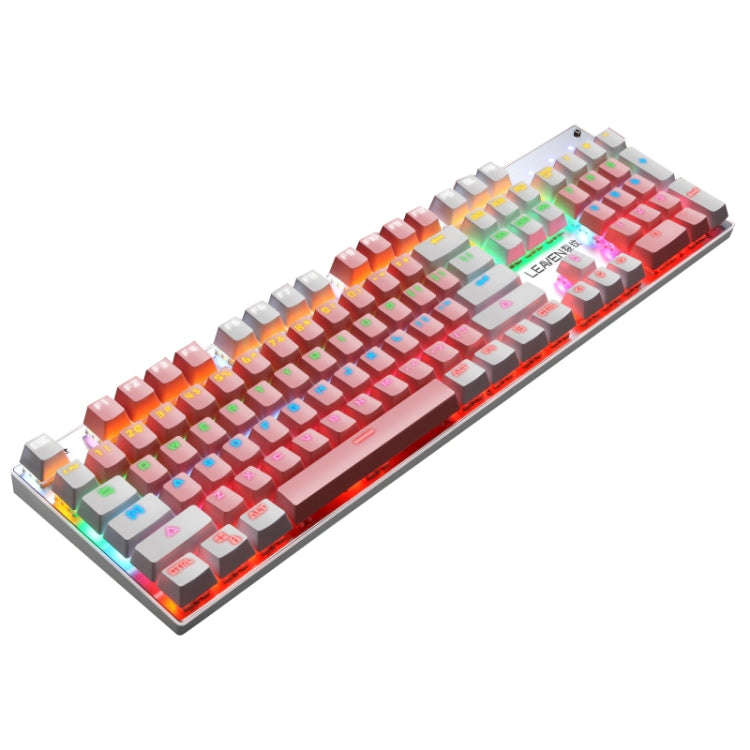 104 Keys Green Shaft RGB Luminous Keyboard Computer Game USB Wired Metal Mechanical Keyboard, Cab...