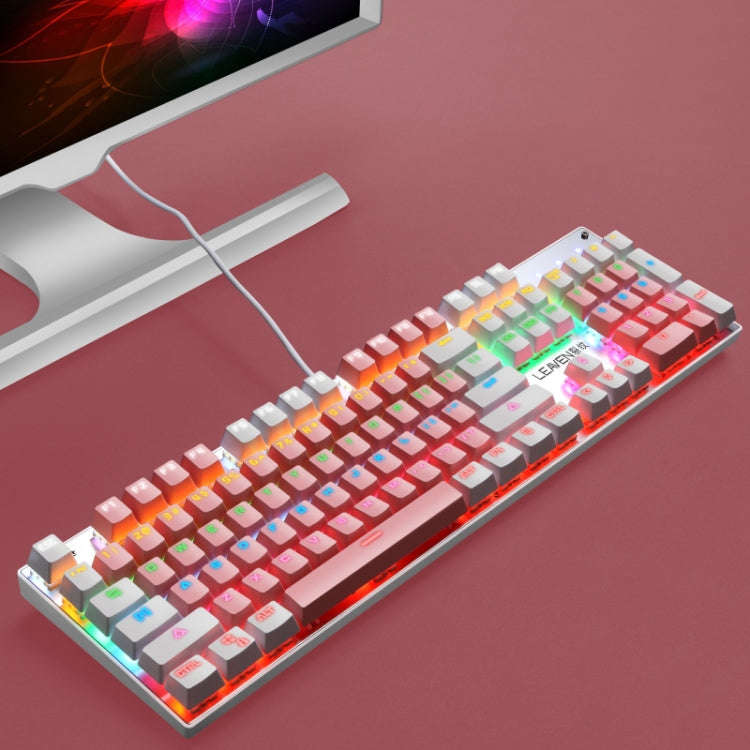 104 Keys Green Shaft RGB Luminous Keyboard Computer Game USB Wired Metal Mechanical Keyboard, Cab...