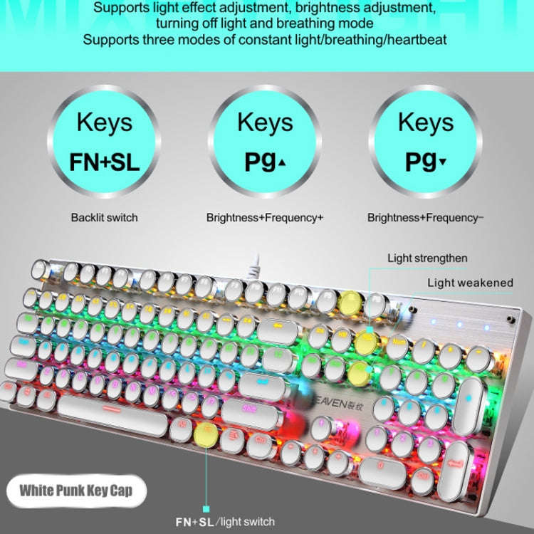104 Keys Green Shaft RGB Luminous Keyboard Computer Game USB Wired Metal Mechanical Keyboard, Cab...