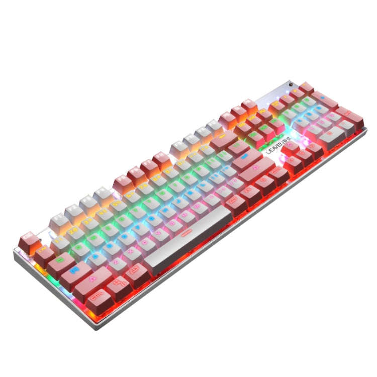104 Keys Green Shaft RGB Luminous Keyboard Computer Game USB Wired Metal Mechanical Keyboard, Cab...