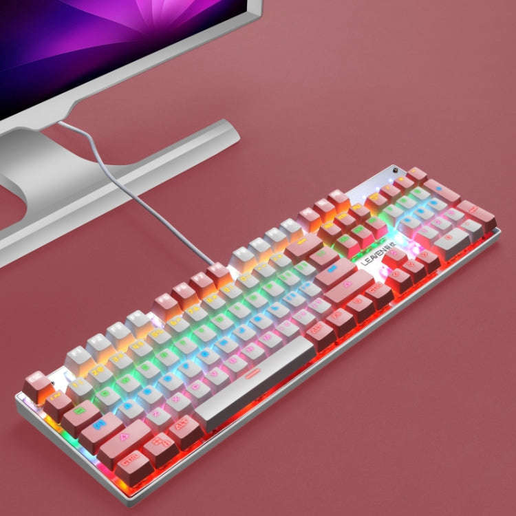 104 Keys Green Shaft RGB Luminous Keyboard Computer Game USB Wired Metal Mechanical Keyboard, Cab...