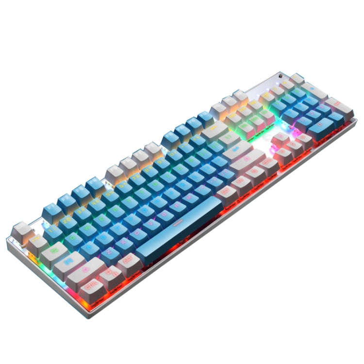 104 Keys Green Shaft RGB Luminous Keyboard Computer Game USB Wired Metal Mechanical Keyboard, Cab...