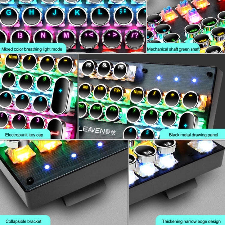 104 Keys Green Shaft RGB Luminous Keyboard Computer Game USB Wired Metal Mechanical Keyboard, Cab...