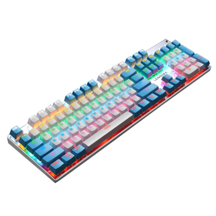 104 Keys Green Shaft RGB Luminous Keyboard Computer Game USB Wired Metal Mechanical Keyboard, Cab...