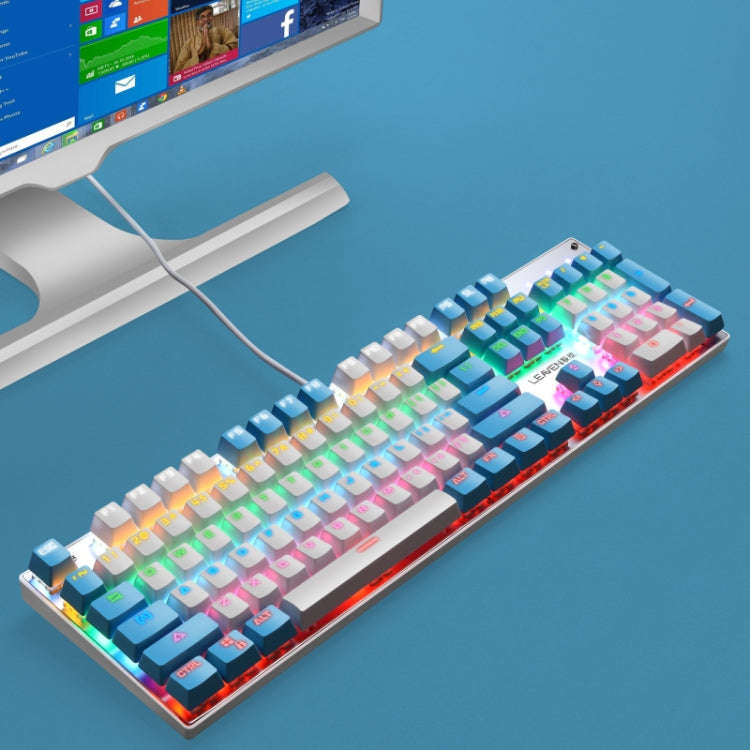 104 Keys Green Shaft RGB Luminous Keyboard Computer Game USB Wired Metal Mechanical Keyboard, Cab...