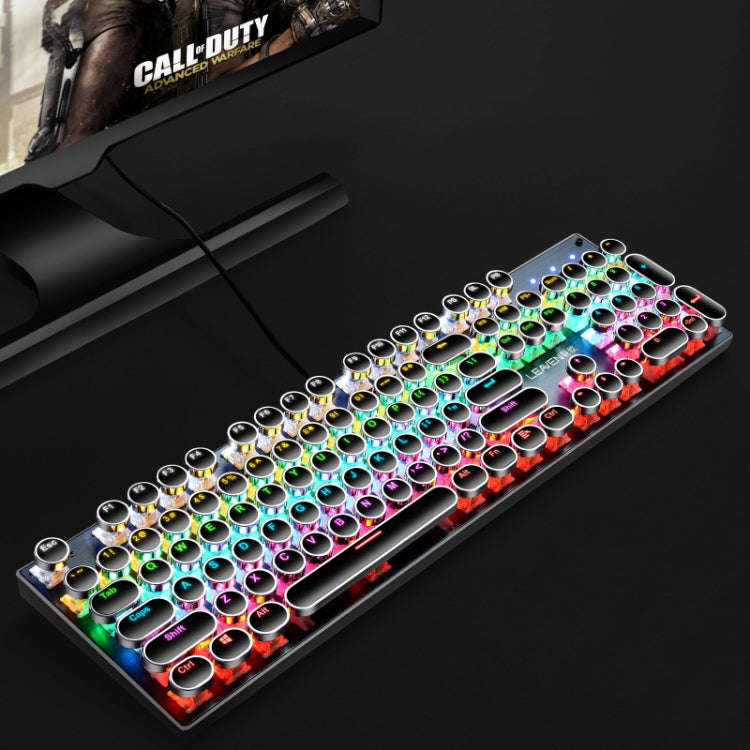 104 Keys Green Shaft RGB Luminous Keyboard Computer Game USB Wired Metal Mechanical Keyboard, Cab...