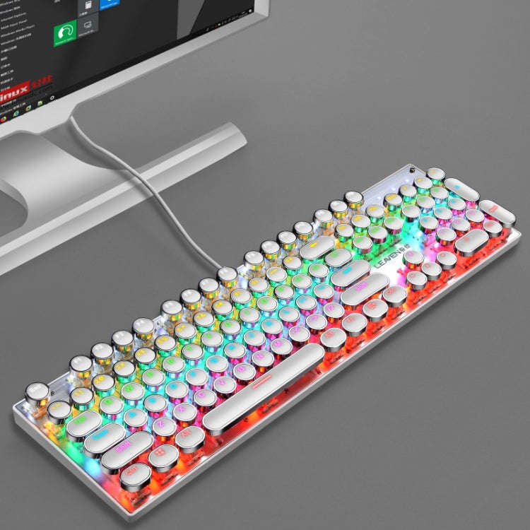104 Keys Green Shaft RGB Luminous Keyboard Computer Game USB Wired Metal Mechanical Keyboard, Cab...