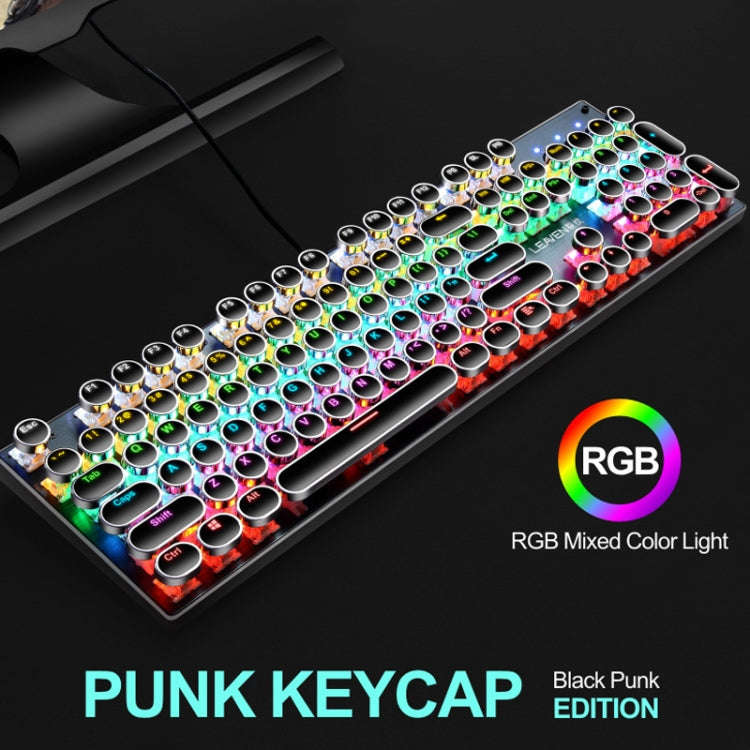 104 Keys Green Shaft RGB Luminous Keyboard Computer Game USB Wired Metal Mechanical Keyboard, Cab...