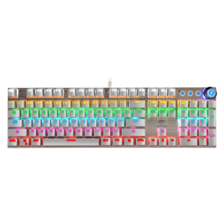 LEAVEN K990 Knob Version 104 Keys Office Computer Game Mechanical Green Axis Wired Keyboard, Cabe...