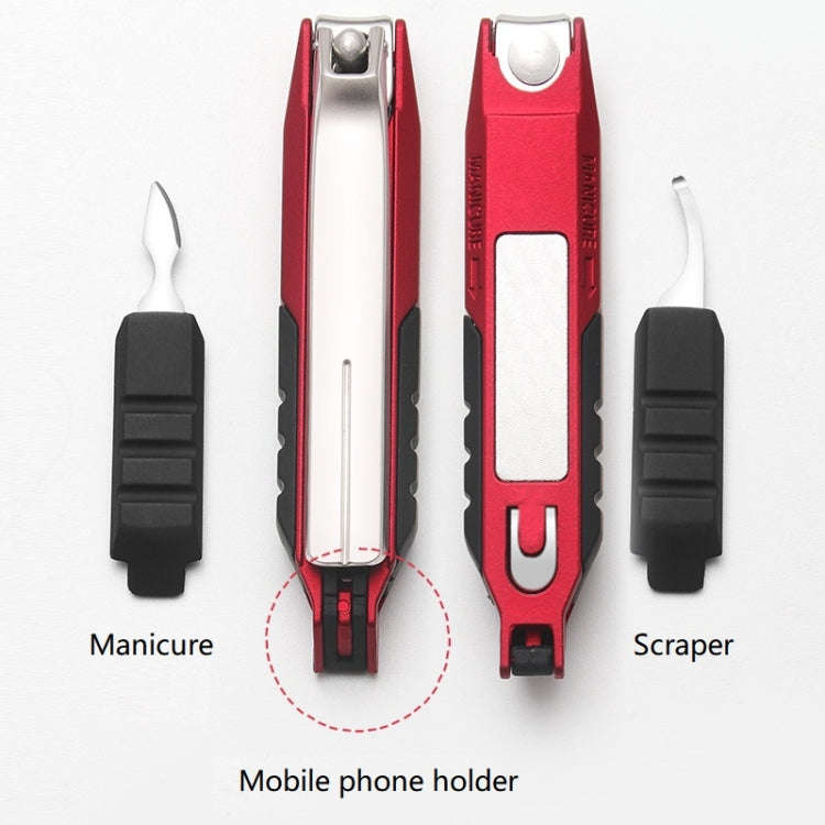Anti-splash Nail Clippers Multifunctional Mobile Phone Holder Nail Clippers,Style: Red
