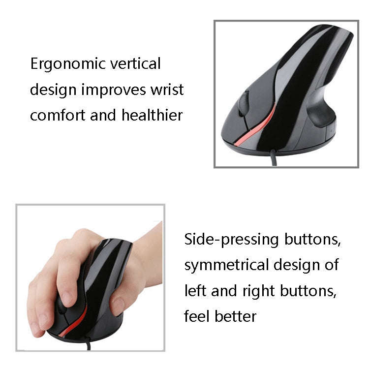 JSY-12 5 Keys USB Wired Vertical Mouse Ergonomic Wrist Brace Optical Mouse(Silver Gray)