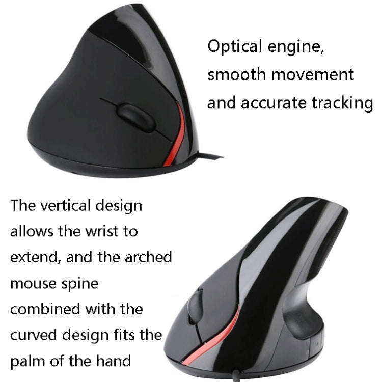 JSY-12 5 Keys USB Wired Vertical Mouse Ergonomic Wrist Brace Optical Mouse(Silver Gray)