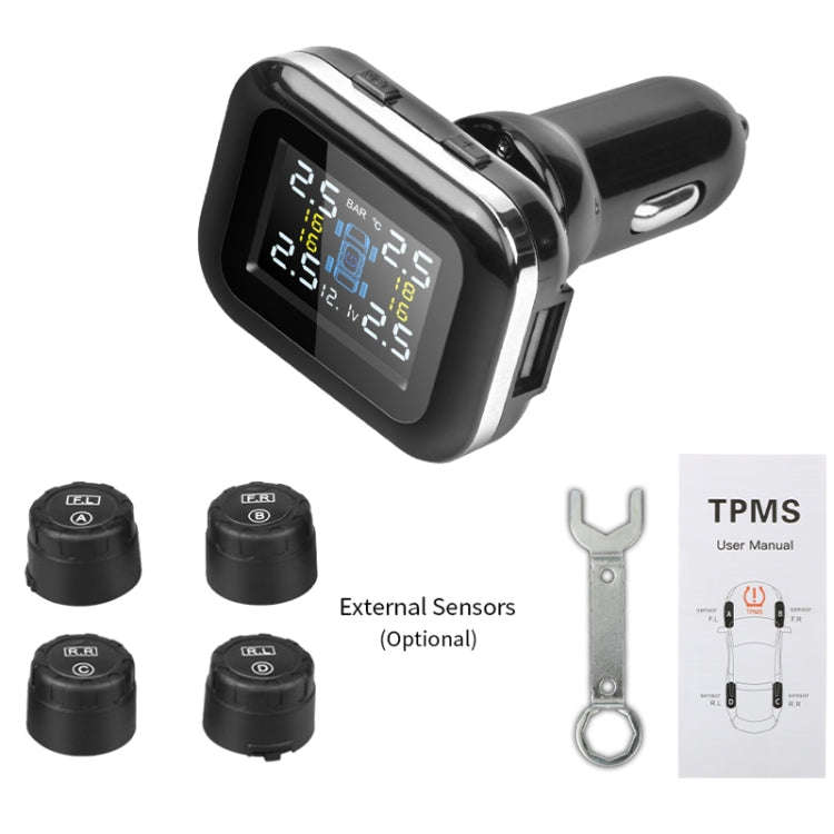 Q3 Mini Cigarette Lighter Car Wireless Tire Pressure Monitoring System TPMS Car Temperature Volta...