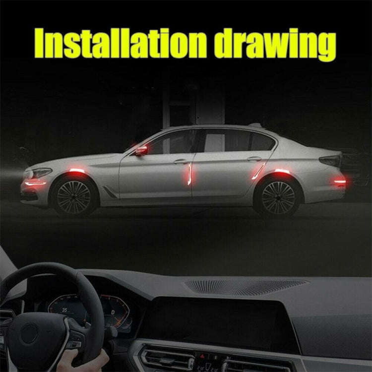4 Sets Car Reflective Sticker Door Border Anti-Collision Strip Leaf Board Personality Rear View M...