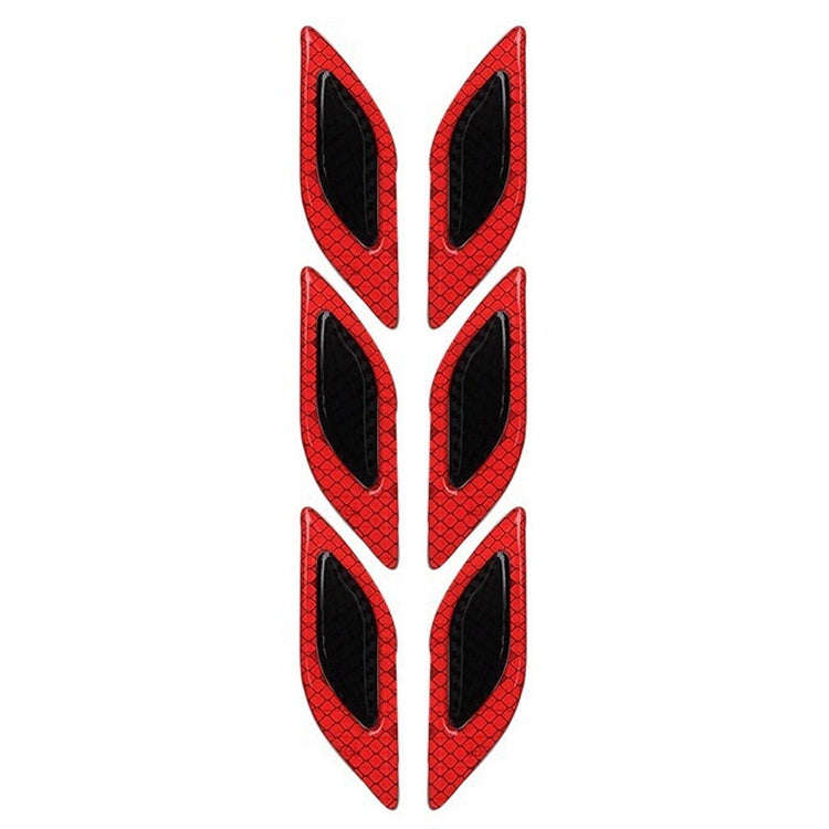 2 Sets Carbon Fiber Warning Sticker Car Anti-Collision Strip Leaf Plate Reflective Sticker Hood L...