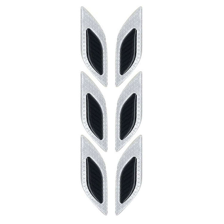 2 Sets Carbon Fiber Warning Sticker Car Anti-Collision Strip Leaf Plate Reflective Sticker Hood L...