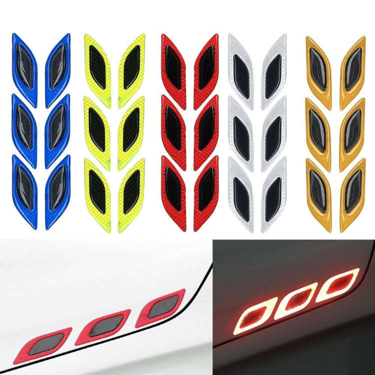 2 Sets Carbon Fiber Warning Sticker Car Anti-Collision Strip Leaf Plate Reflective Sticker Hood L...