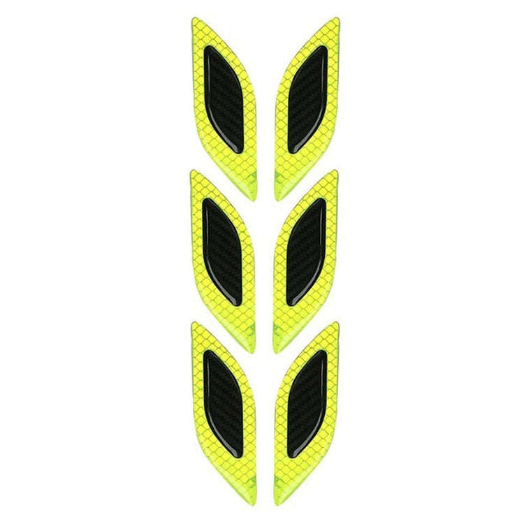 2 Sets Carbon Fiber Warning Sticker Car Anti-Collision Strip Leaf Plate Reflective Sticker Hood L...