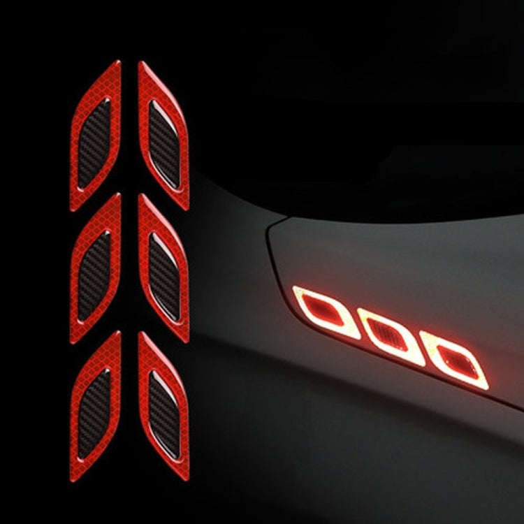 2 Sets Carbon Fiber Warning Sticker Car Anti-Collision Strip Leaf Plate Reflective Sticker Hood L...