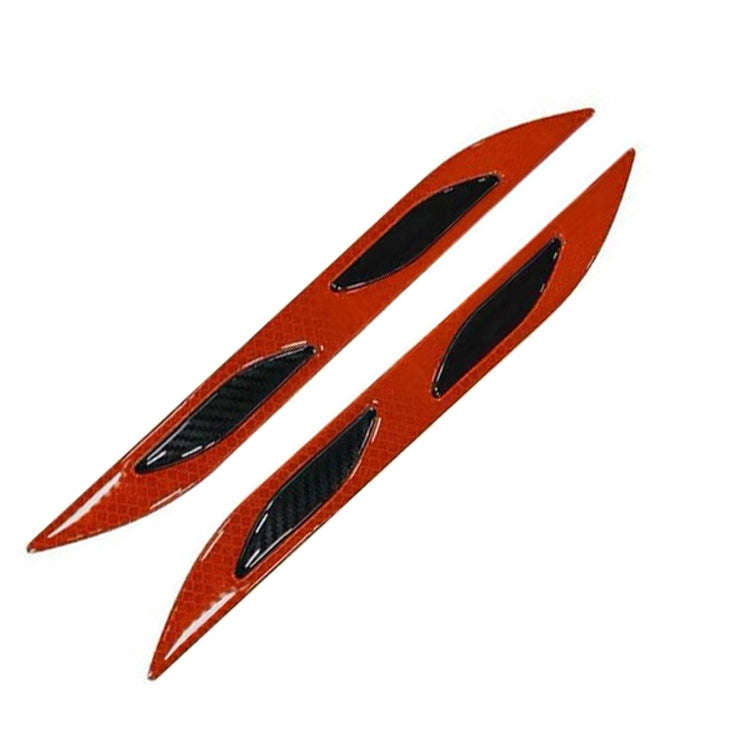 2 Sets Carbon Fiber Warning Sticker Car Anti-Collision Strip Leaf Plate Reflective Sticker Hood L...