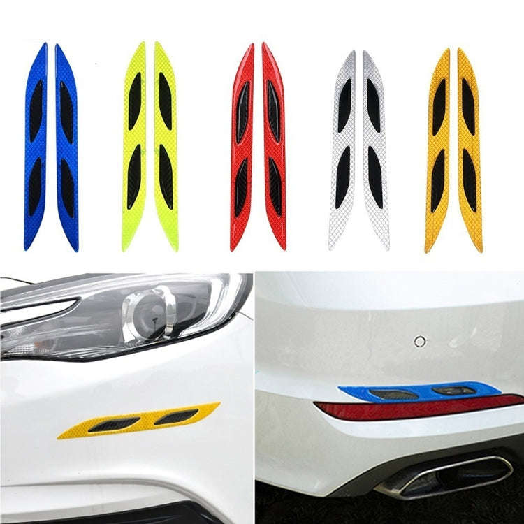 2 Sets Carbon Fiber Warning Sticker Car Anti-Collision Strip Leaf Plate Reflective Sticker Hood L...