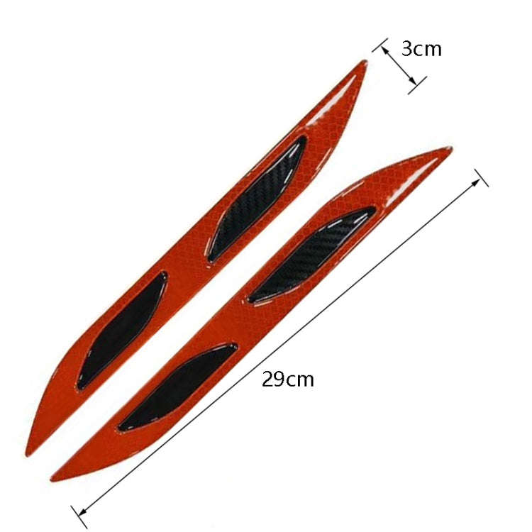2 Sets Carbon Fiber Warning Sticker Car Anti-Collision Strip Leaf Plate Reflective Sticker Hood L...