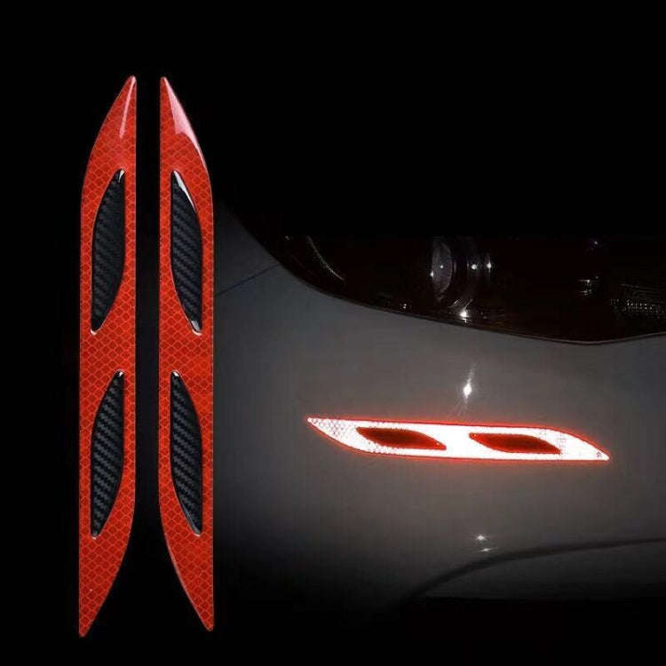 2 Sets Carbon Fiber Warning Sticker Car Anti-Collision Strip Leaf Plate Reflective Sticker Hood L...