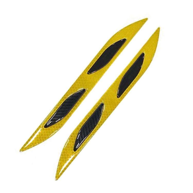 2 Sets Carbon Fiber Warning Sticker Car Anti-Collision Strip Leaf Plate Reflective Sticker Hood L...