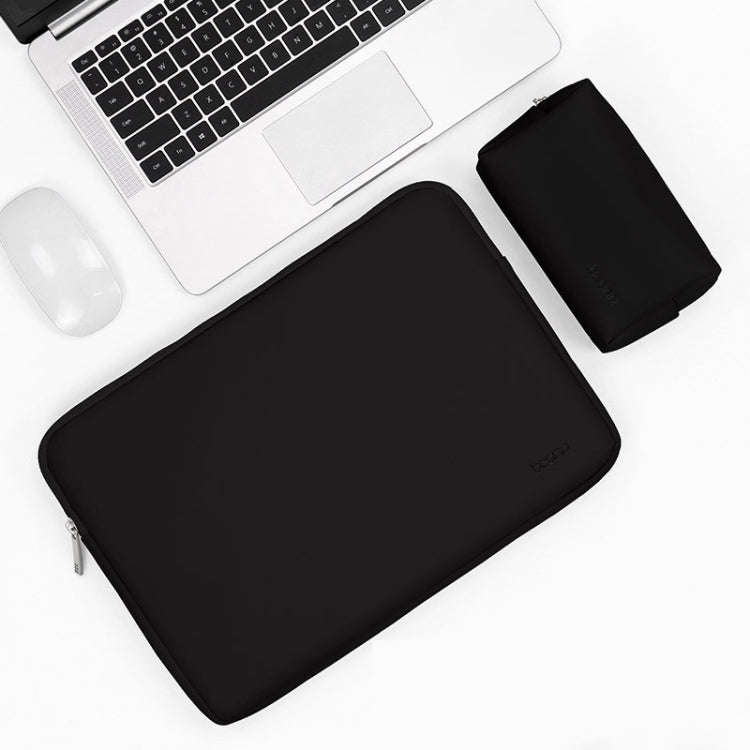 Baona BN-Q001 PU Leather Laptop Bag, Colour: Midnight Black + Power Bag, Size: 16/17 inch