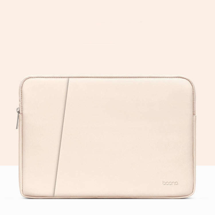 Baona BN-Q004 PU Leather Laptop Bag, Colour: Double-layer Apricot, Size: 15/15.6 inch