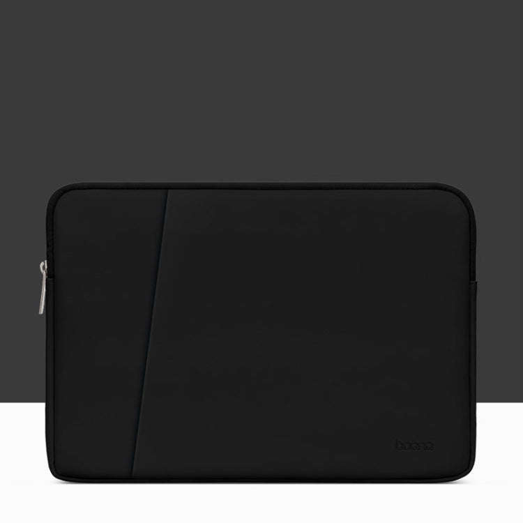 Baona BN-Q004 PU Leather Laptop Bag, Colour: Double-layer Midnight Black, Size: 13/13.3/14 inch