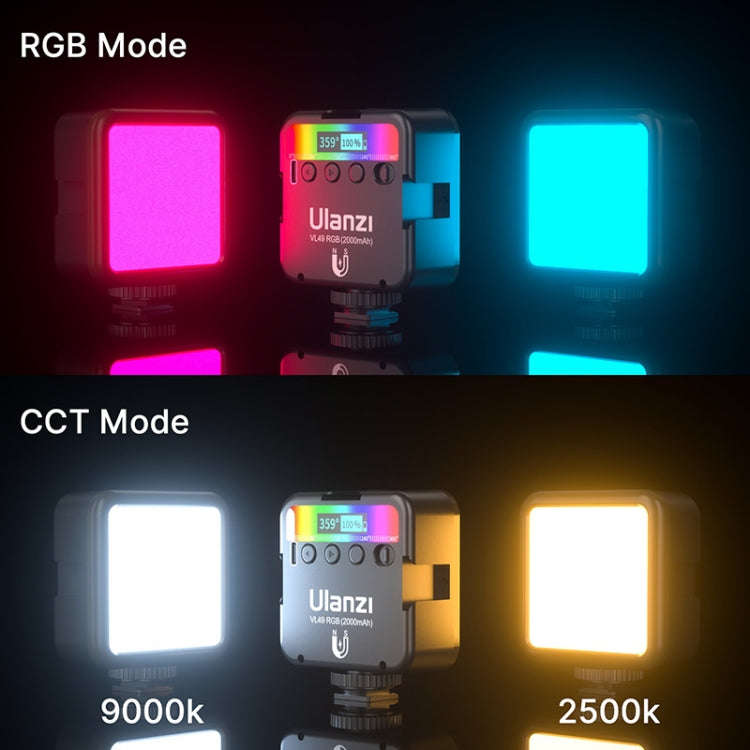 Ulanzi VL49 RGB Small LED Video Fill Light 6W Vlog Photography Beauty Light(Black)