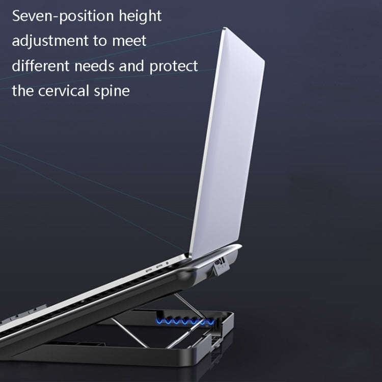 ICE COOREL Laptop Aluminum Alloy Radiator Fan Silent Notebook Cooling Bracket, Colour: Six-Fan Sp...