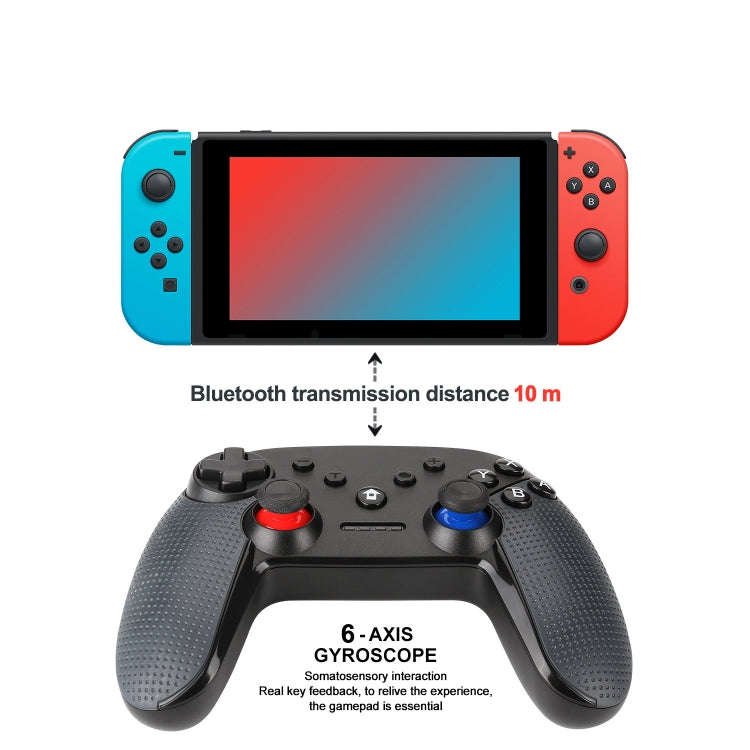 Bluetooth Wireless Gamepad  Built-In Dual Motors With TURBO Function Suitable For Switch Pro(Black)