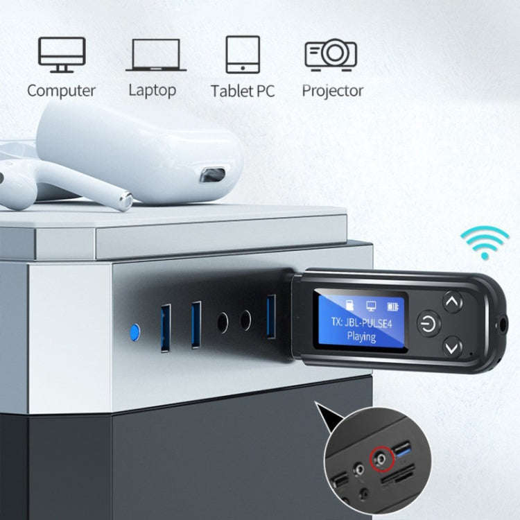 K15Pro With LCD Screen Bluetooth Adapter Audio Receiver Transmitter 3.5mm AUX Car Hands-Free